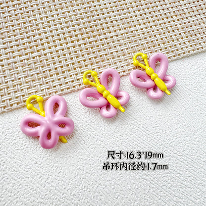 Butterfly Painted Metal Beads Decorative Alloy 10pcs 7