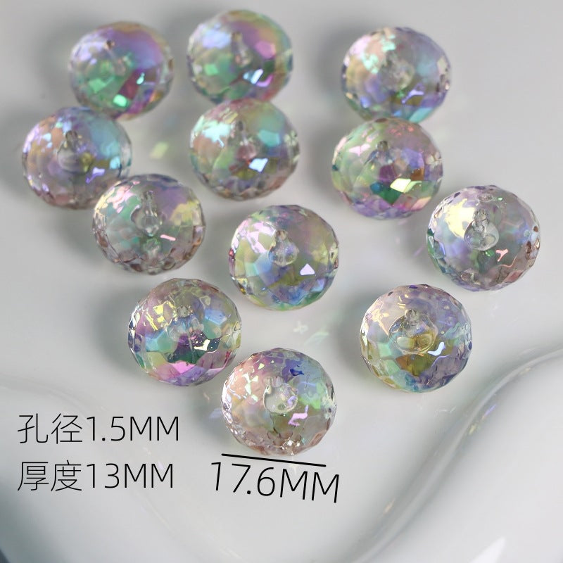 UV Plating Faceted Acrylic Spacer Beads 17.6mm Transparent Pastel 50pcs 3