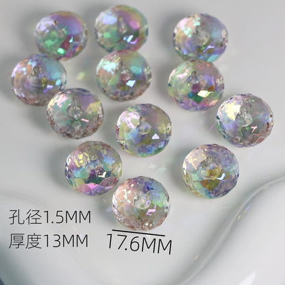 UV Plating Faceted Acrylic Spacer Beads 17.6mm Transparent Pastel 50pcs 3