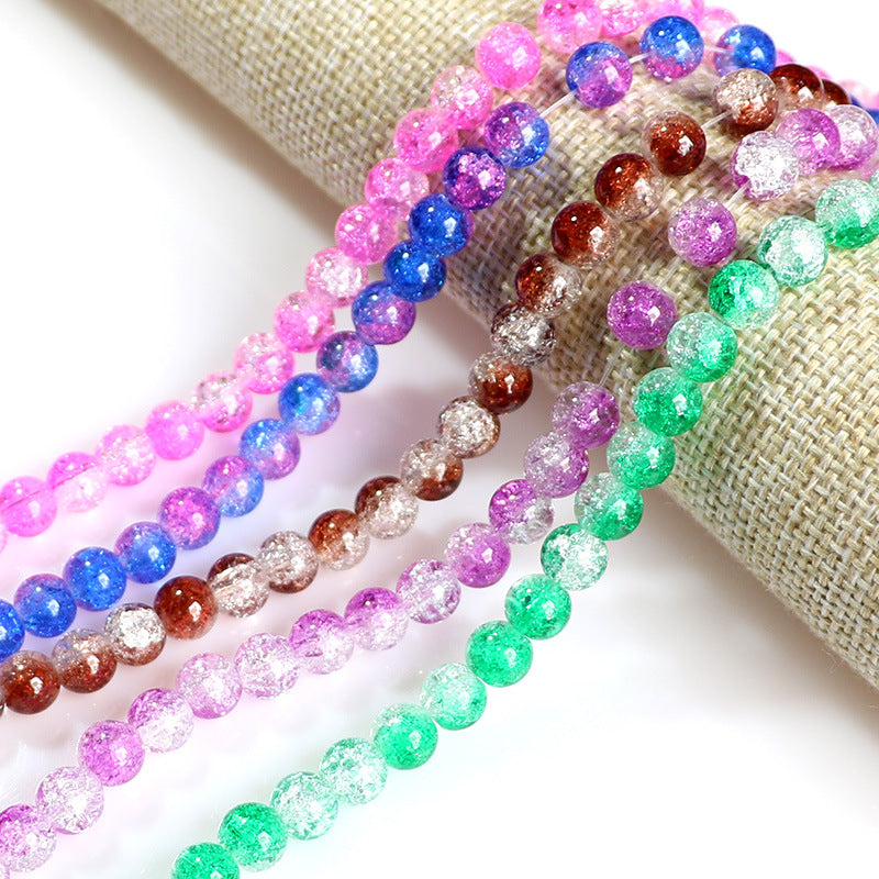 Crackle Round Glass Beads 10mm Vibrant Fractured Texture 2Strands 4
