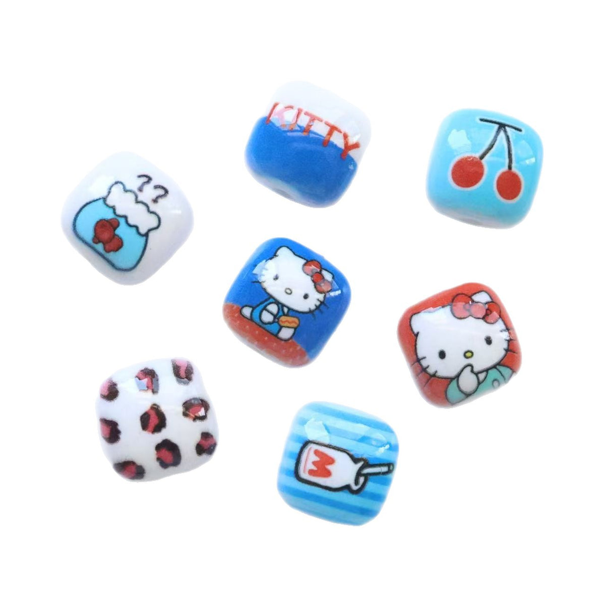 Double-Sided Blue Tone Square Acrylic Beads 16mm Printed 20pcs 5