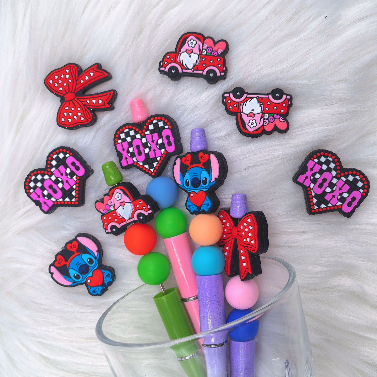 Silicone Focal Beads Valentine Butterfly Stitch Design 20pcs 3