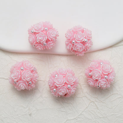 Embellished Flower Cluster Clay Beads 20mm Gradient Rose 10pcs 26