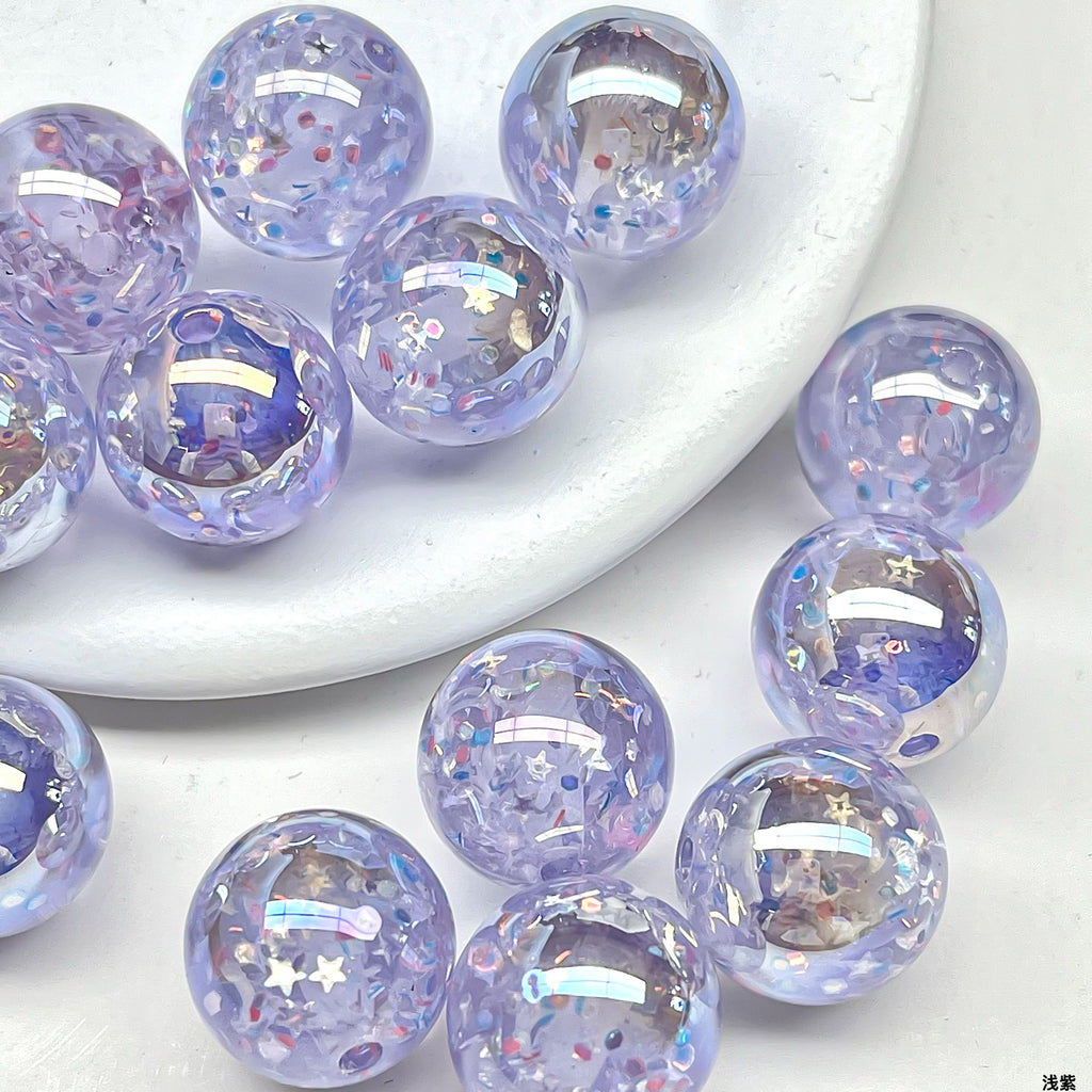 Clear Sparkle Glitter Resin Beads 16mm Round 10pcs 4