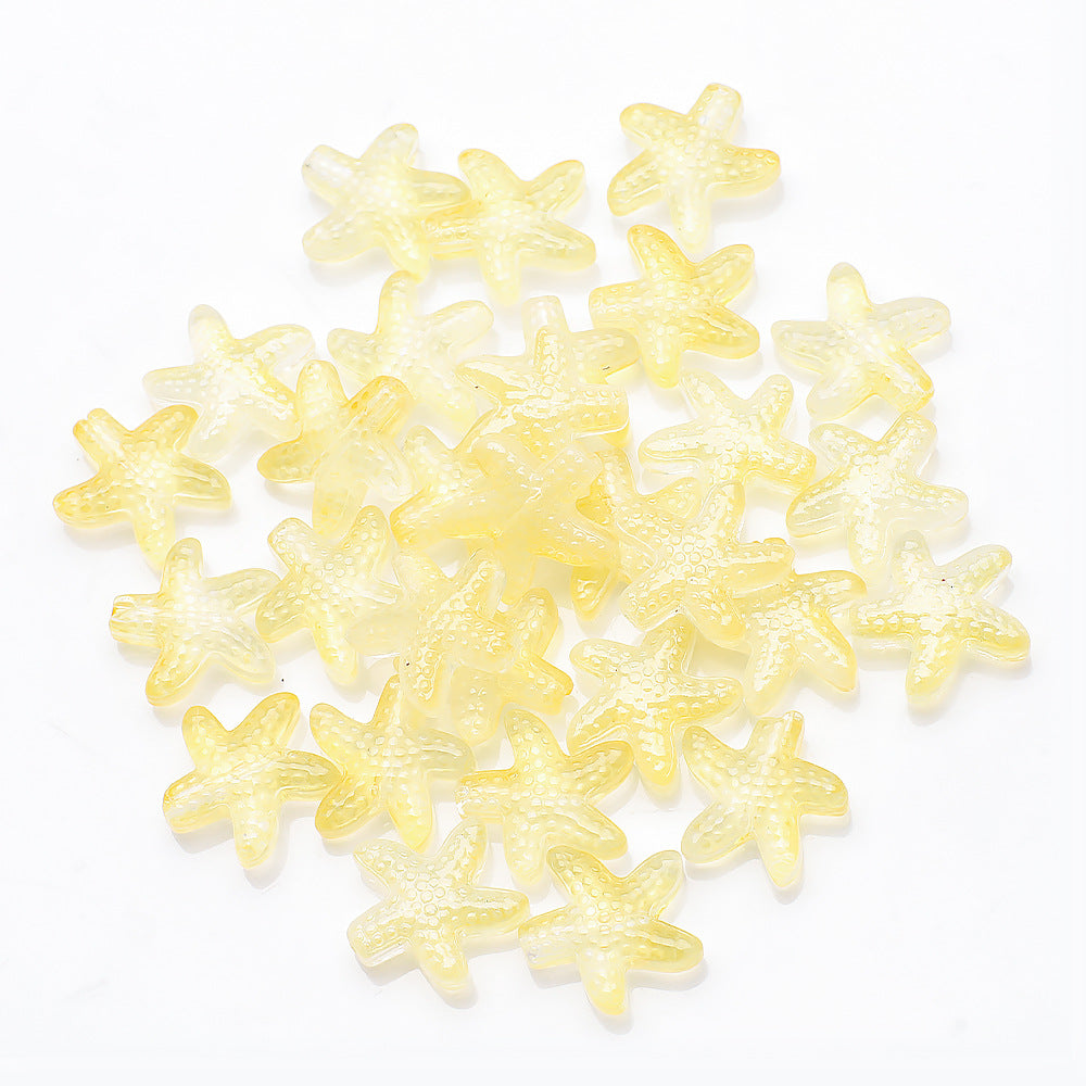 Electroplated Starfish Glass Beads 13-14mm Transparent 30pcs 27