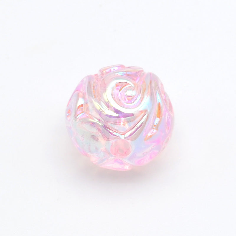 Plating Round Acrylic Beads 16mm UV Embroidered Iridescent 20pcs 3