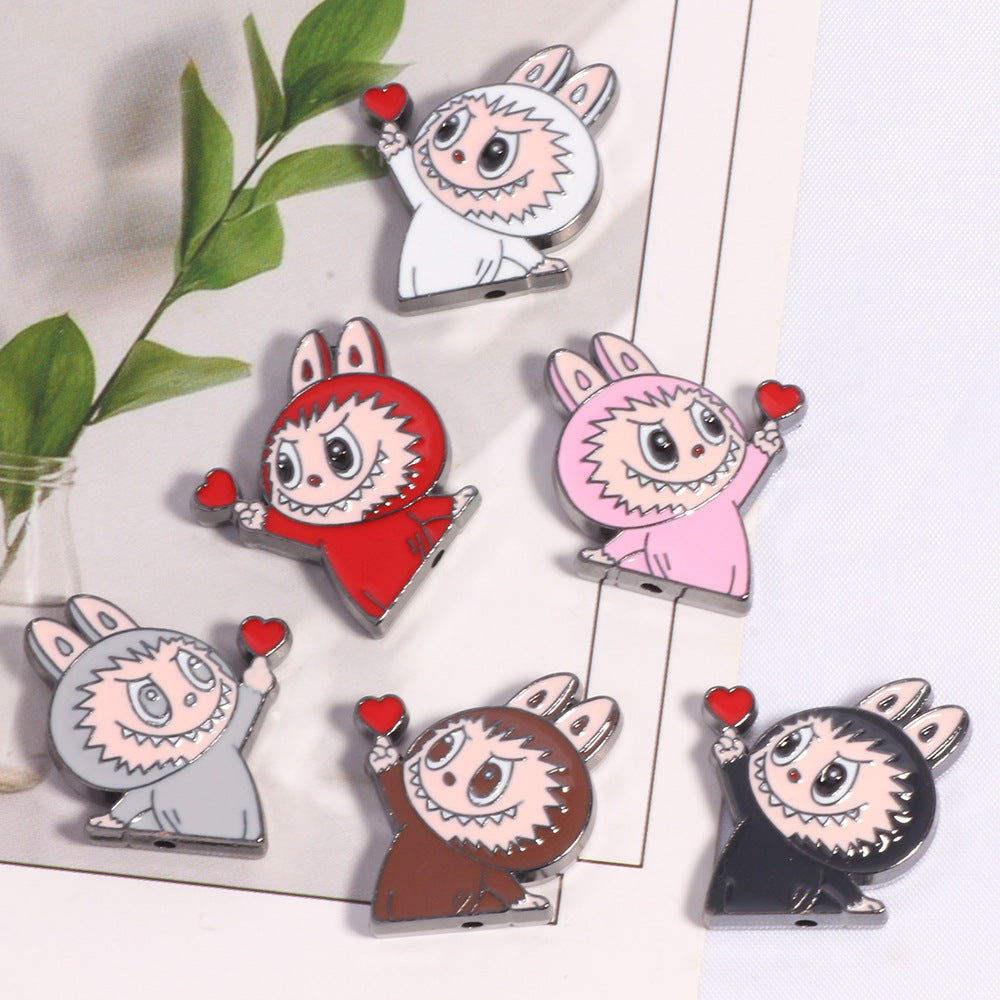 Finger Heart Pose Metal Beads 20mm Enamel Alloy 5pcs 4