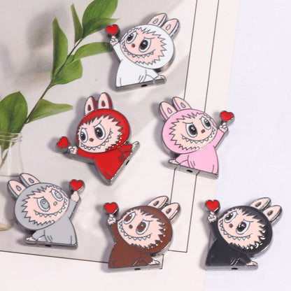 Finger Heart Pose Metal Beads 20mm Enamel Alloy 5pcs 4