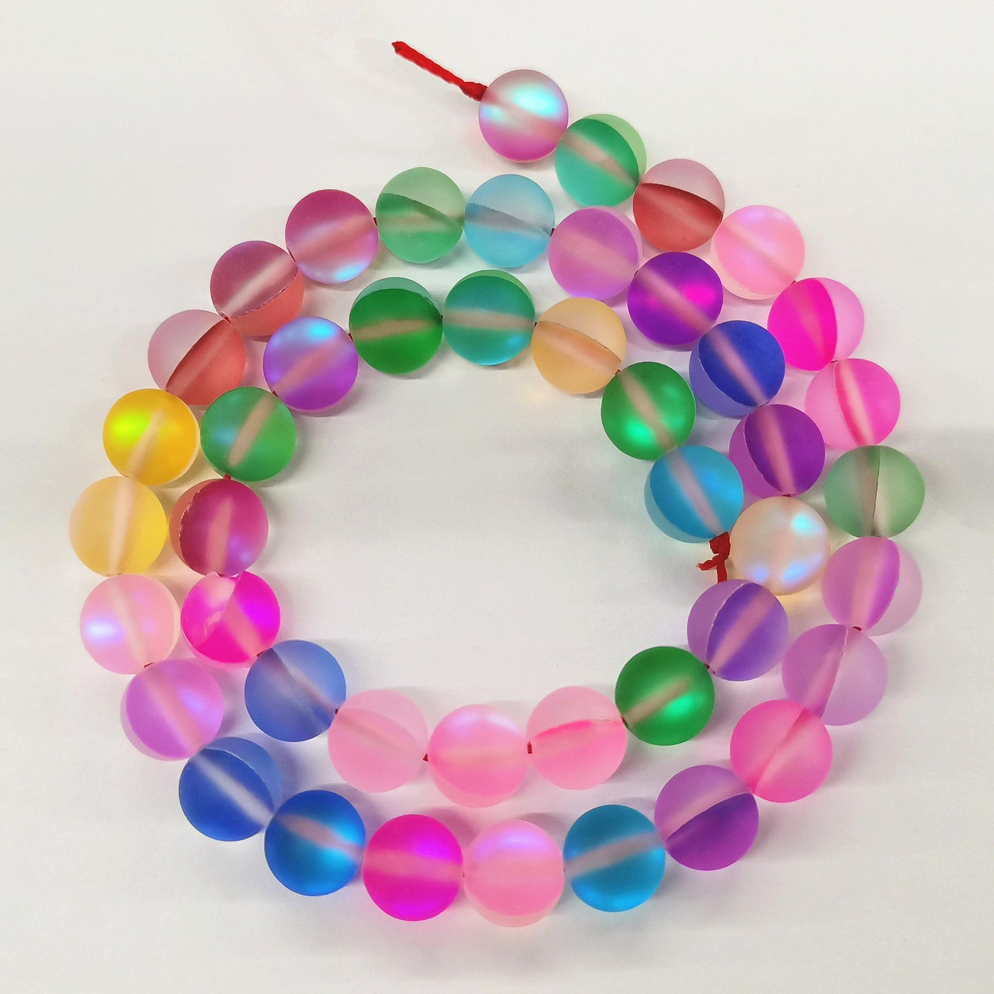Matte Colorful Iridescent Mermaid Glass Beads 6mm 62pcs 26
