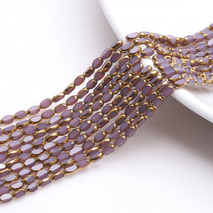 Electroplated Frosted Glass Beads 4mm x 6mm Metallic Edged 96pcs 18