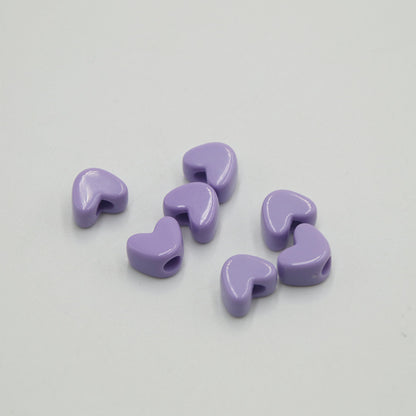 Macaron Colored Heart Acrylic Beads 12mm Large Hole Pastel 100pcs 10