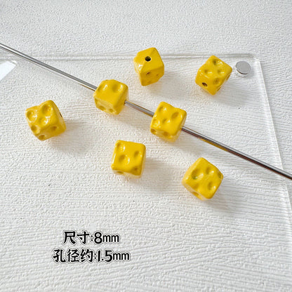 Square Metal Beads 8mm Baking Painted Cheese Cube Alloy 20pcs 9