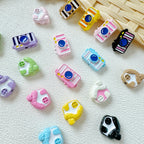 Baking Painted House and Camera Metal Beads 11mm 15mm Pastel Colors 20pcs 3