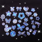 Transparent Aurora Laser Acrylic Beads Iridescent Mixed Shapes 2pcs
