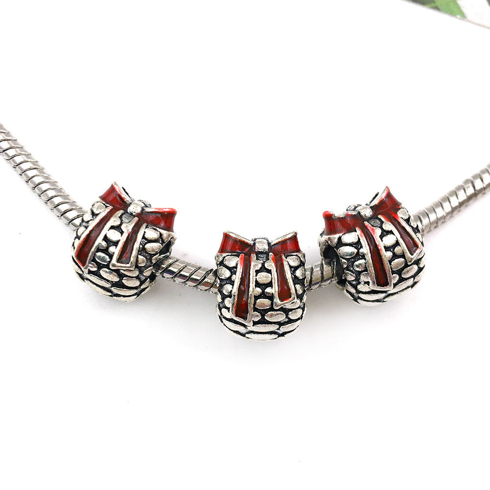 Christmas Series Colorful Enamel Metal Beads Large Hole 1pc 11