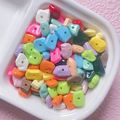 Painted Gravel Acrylic Beads 10mm Glossy Bright Colors 30pcs 17