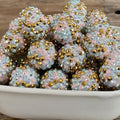 Rhinestone Bubblegum Beads 10-22mm Pink Blue Gold Confetti 5pcs