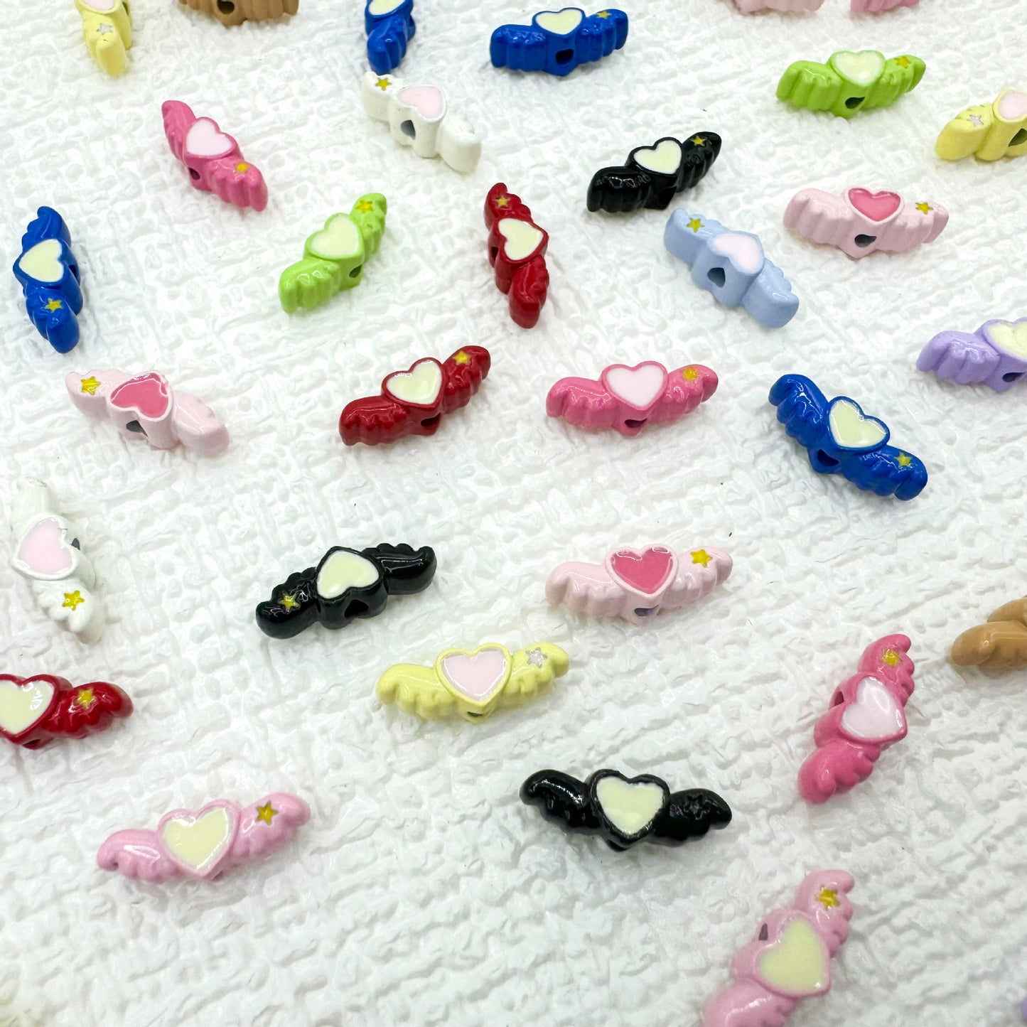 Heart Wing Metal Beads 14mm Bright Enamel Painted Alloy 20pcs 3