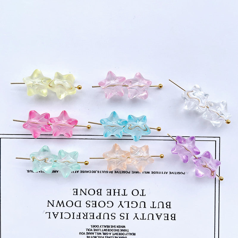 Transparent Star Acrylic Beads 11mm Chunky Pastel Mixed Colors 60pcs 4