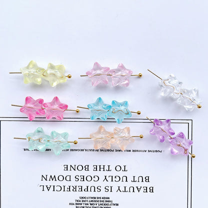Transparent Star Acrylic Beads 11mm Chunky Pastel Mixed Colors 60pcs 4
