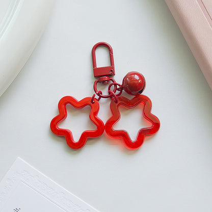 Acrylic Hollow Pentagram Star Keychain with Glossy Bell Charm 15