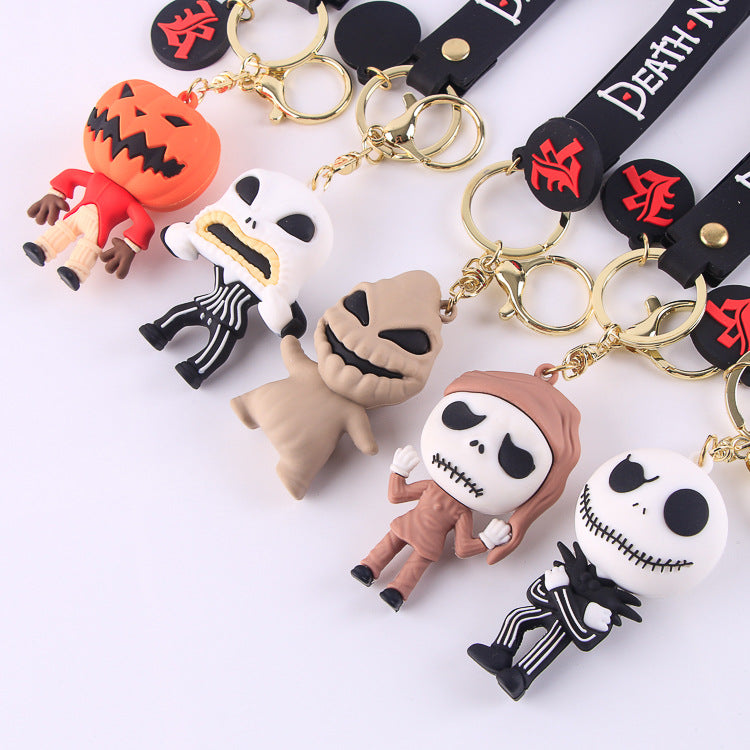 PVC Soft Halloween Pumpkin Man Keychain Colorful Spooky Charm 3