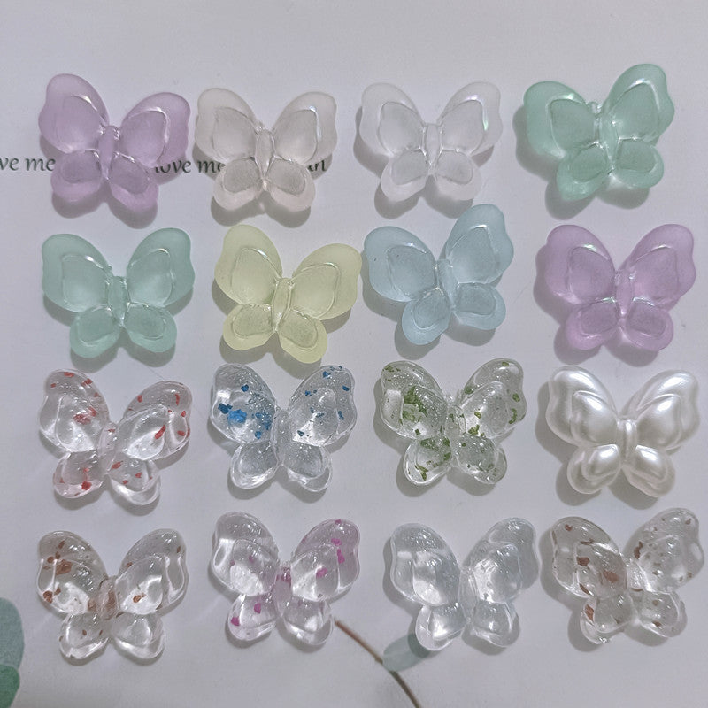 Transparent Butterfly Acrylic Beads 17mm Pastel Floral Mixed 60pcs 9