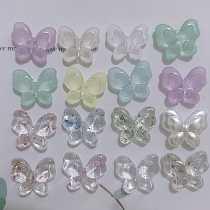 Transparent Butterfly Acrylic Beads 17mm Pastel Floral Mixed 60pcs 9