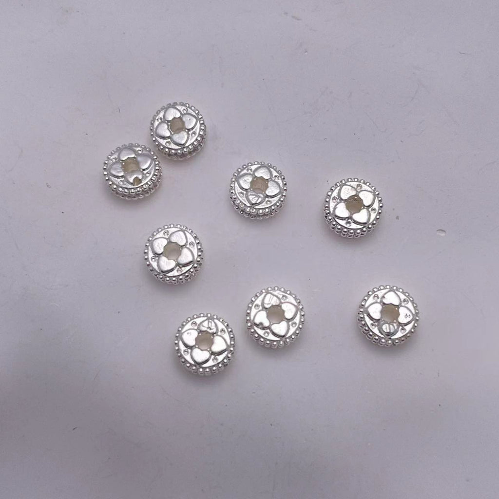 Brass Four-Petal Flower Spacer Beads 7mm Zirconia 10pcs 4