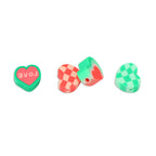 Christmas Heart Clay Beads 10mm Red Green Patterned 100pcs 5