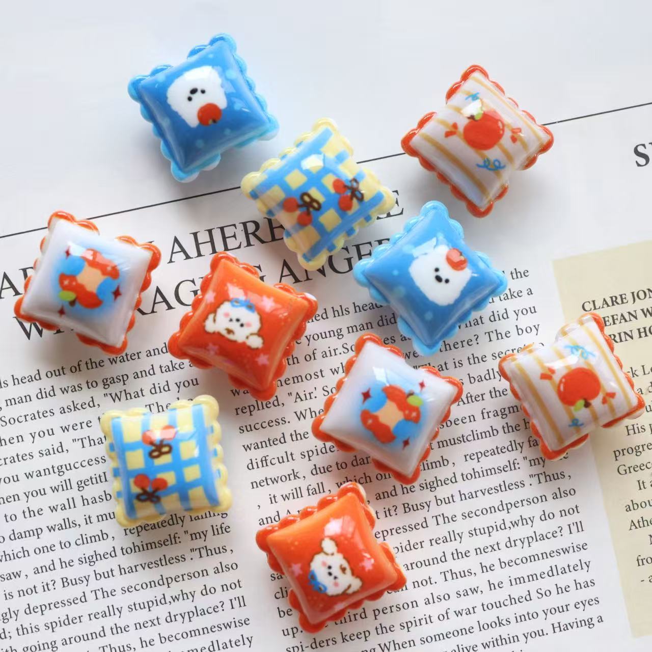 Cute Puppy Square Acrylic Beads 19mm Colorful Mixed 20pcs 11
