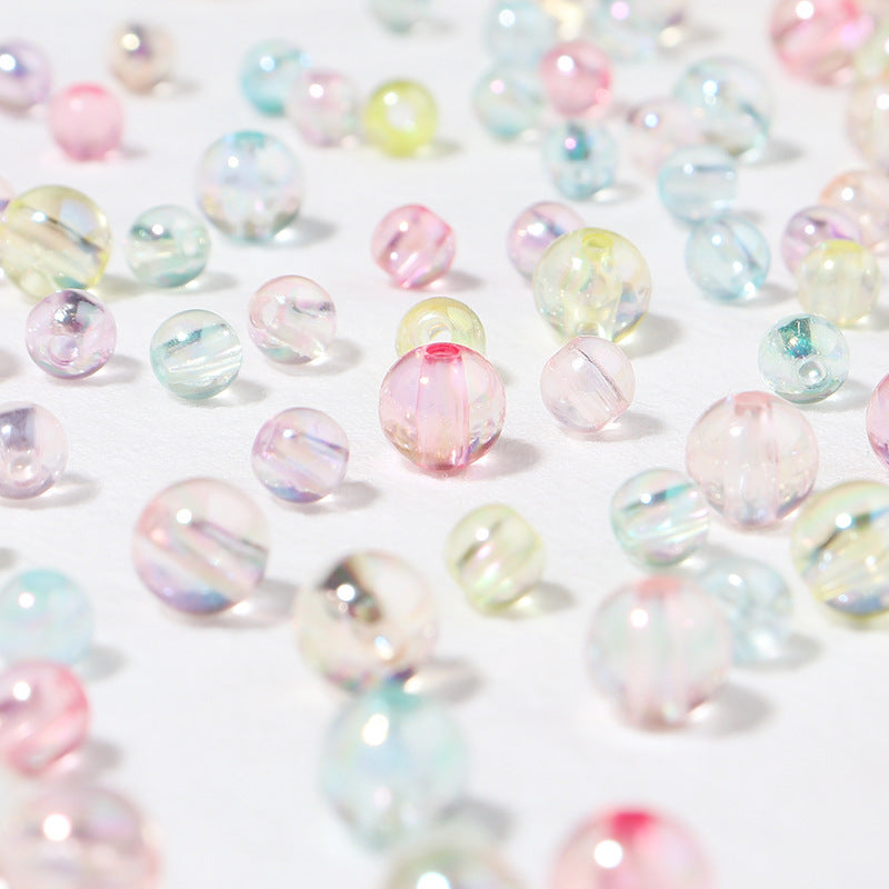 Transparent Round Acrylic Beads 6-10mm Jelly Colored Plating 100pcs