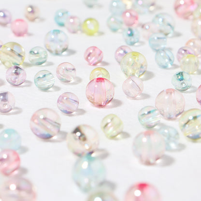 Transparent Round Acrylic Beads 6-10mm Jelly Colored Plating 100pcs
