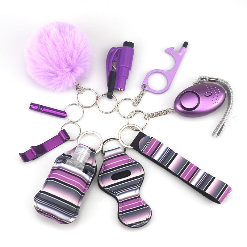 Self Defense Alarm Pompom Keychain Outdoor Safety 10 Pack 44
