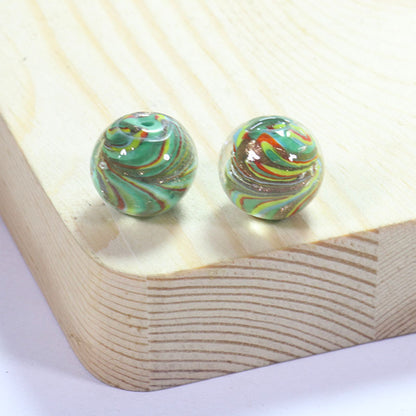 Lampwork Glass Beads Round 12/14mm Transparent Phoenix Tail Gold Foil 5pcs 20
