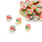 Strawberry Metal Beads 10mm Enamel Alloy Colorful 50pcs 4