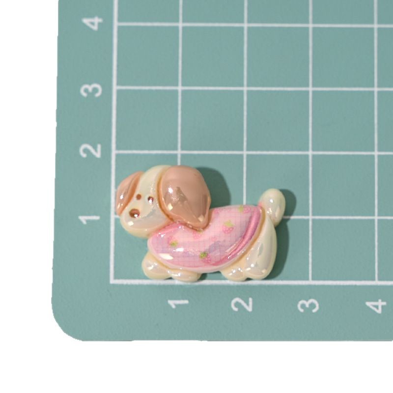 Plating Cute Puppy Resin Beads 26mm Pastel Plaid 10pcs 5