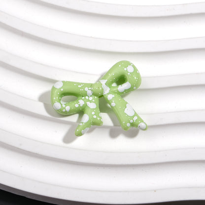 Splashed Ink Pattern Bow Acrylic Beads 29mm Colorful 20pcs 9