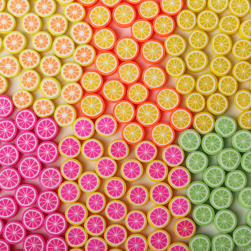 Flat Clay Beads 10mm Colorful Grapefruit Polymer 100pcs 2