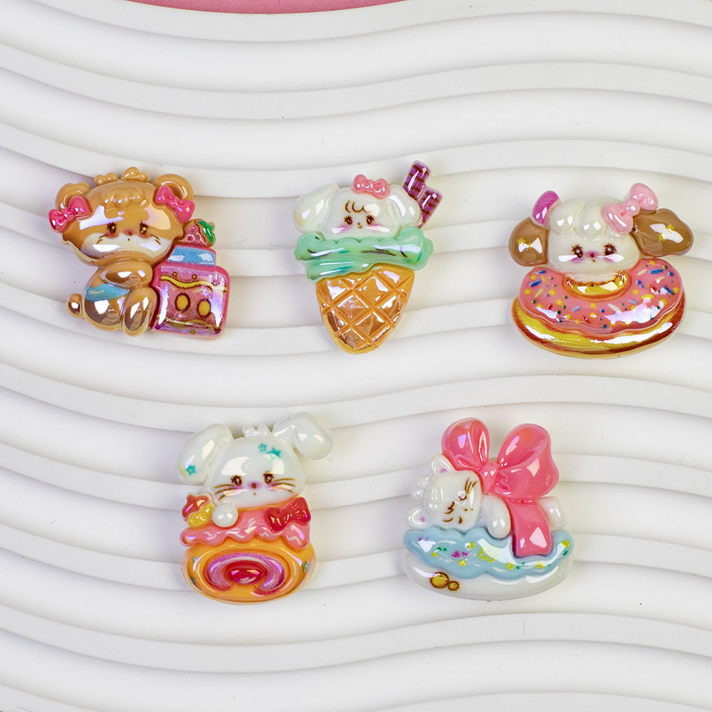 Dessert Cat Series Resin Beads Whimsical Mixed Shapes 20pcs