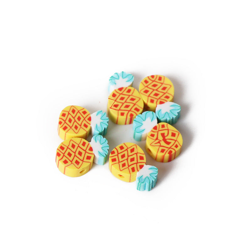 Pineapple Clay Beads 13mm Yellow Geometric Pattern 100pcs 4