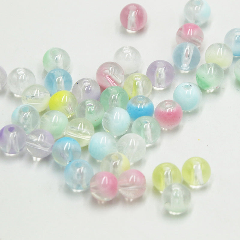 Baking Painted Two-Color Acrylic Beads 10mm Round Translucent 100pcs 5