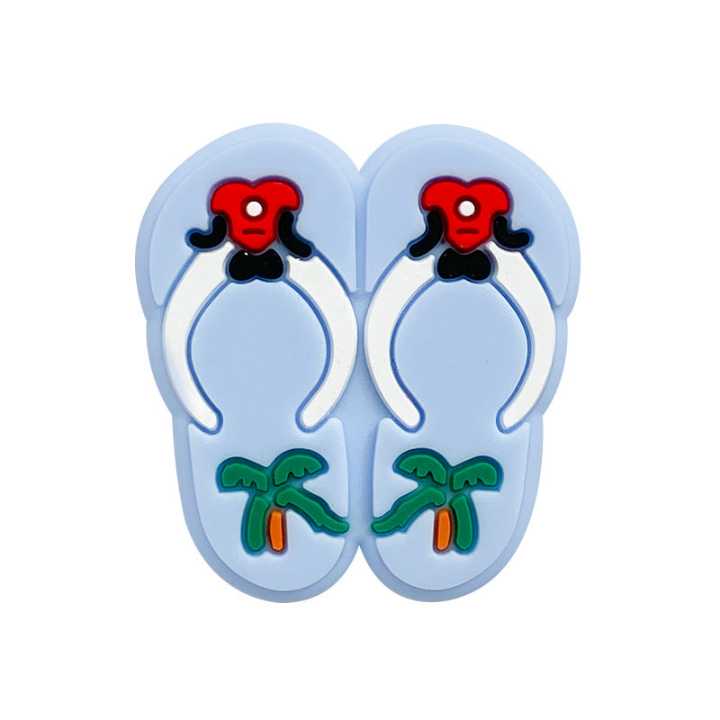 Silicone Focal Beads Slippers Palm Tree Red Bow Design 20pcs 3
