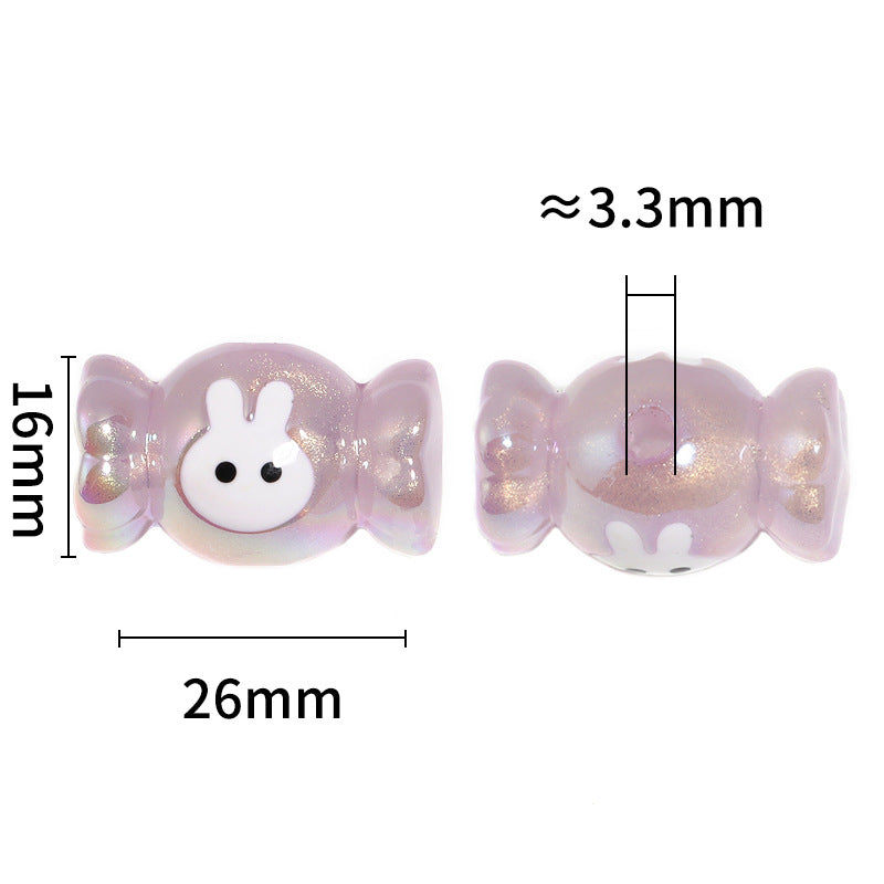 Glow In The Dark Bunny Candy Acrylic Beads 16x26mm Iridescent Plated 25pcs 3