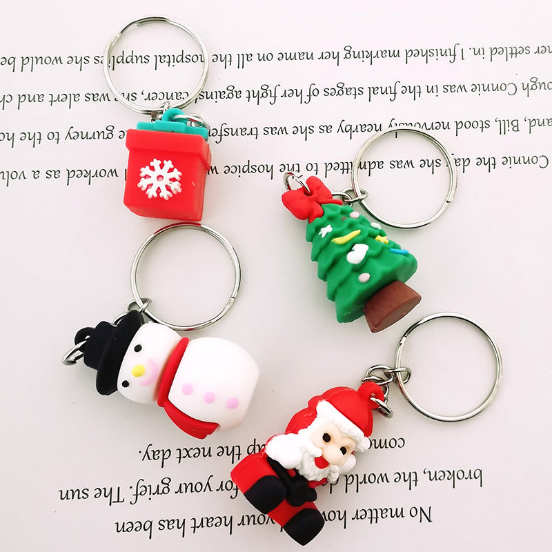 Silicone Christmas Snowman Keychain Colorful Holiday Charm