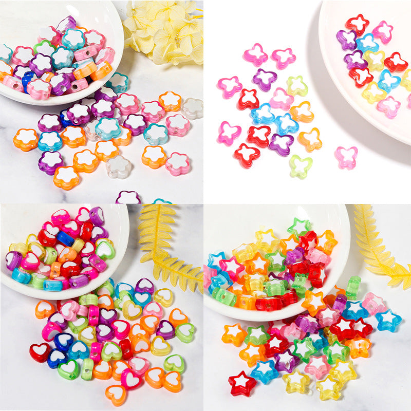 Color Heart Acrylic Beads 8-10mm Mixed Shapes and Colors 100pcs