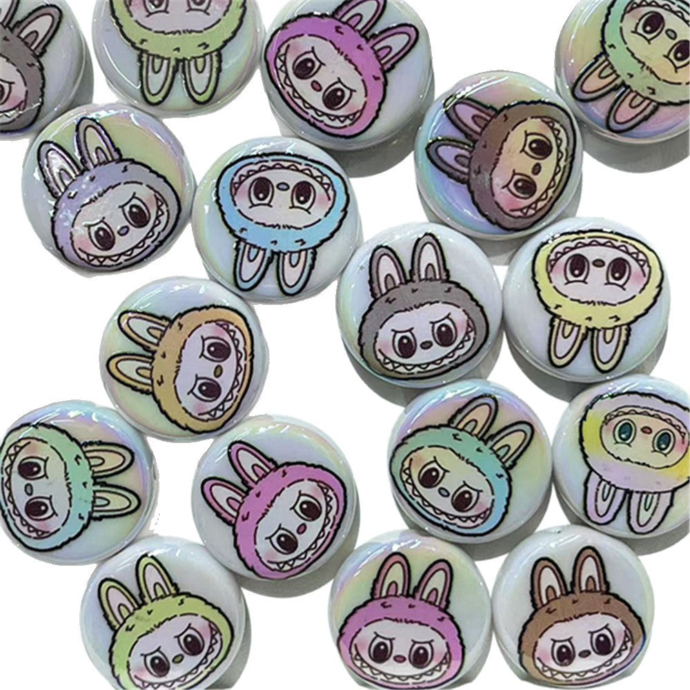 Plating Flat Bunny Acrylic Beads 25mm Double-Sided Printed 50pcs 5