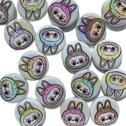 Plating Flat Bunny Acrylic Beads 25mm Double-Sided Printed 50pcs 5