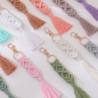 Hand Woven Tassel Crochet Keychain Cotton Linen Boho 2pcs 3