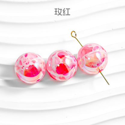 Milk Colored Marbled Resin Beads 16mm Glossy Round 20pcs 10